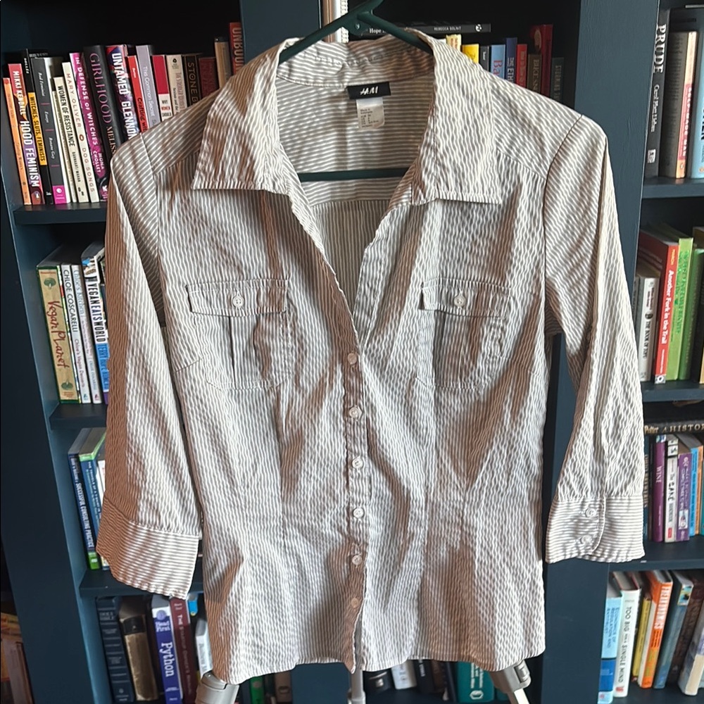 H&M Gray Striped Casual Shirt
